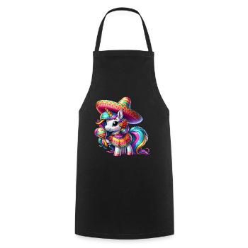 Cinco de Mayo Süßes Einhorn Cartoon mit Grünen - Kochschürze - Schwarz - Vorne - AI Model Male 185 dark (185cm)