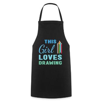 Tiroir Cette fille aime dessiner - Tablier de cuisine - noir - Devant - AI Model Male 185 dark (185cm)