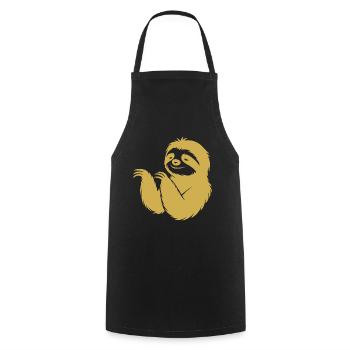 Cool paresseux silhouette portrait visage tête - Tablier de cuisine - noir - Devant - AI Model Male 185 dark (185cm)