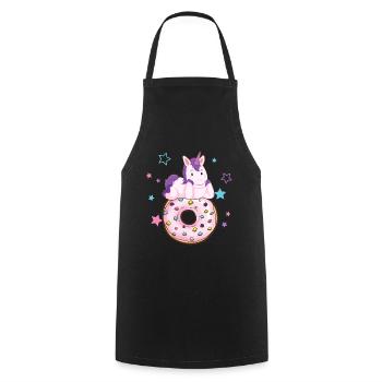 Licorne avec donut - Tablier de cuisine - noir - Devant - AI Model Male 185 dark (185cm)