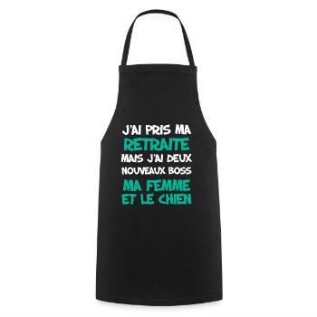 Retraite Homme Et Femme Et Chien Boss Humour - Tablier de cuisine - noir - Devant - AI Model Male 185 dark (185cm)