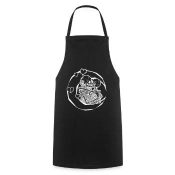 Squelettes amoureux lune cœur - Tablier de cuisine - noir - Devant - AI Model Male 185 dark (185cm)