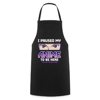 J’ai mis mon anime en pause pour être ici - Otaku Funny Manga - Tablier de cuisine - noir - Devant - AI Model Male 185 dark (185cm)