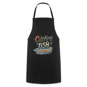 Attraper du poisson ? Optionnel! Chemise de pêche pêcheur - Tablier de cuisine - noir - Devant - AI Model Male 185 dark (185cm)