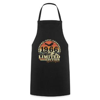 1966 Vintage Vintage Rétro Cadeau d’anniversaire - Tablier de cuisine - noir - Devant - AI Model Male 185 dark (185cm)