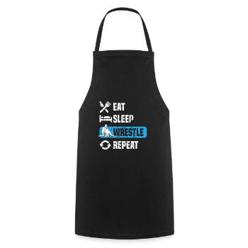Eat Sleep Wrestle Repeat Cooles Wrestling Geschenk - Kochschürze - Schwarz - Vorne - AI Model Male 185 dark (185cm)