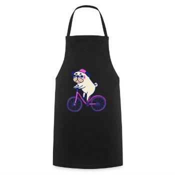 Pug Bicycle Dog Puppy - Cooking Apron - black - Front - AI Model Male 185 dark (185cm)