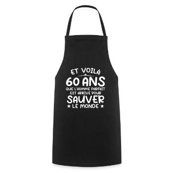60 ans Cadeau 60 ans Original Cadeau Homme 60 ans - Tablier de cuisine - noir - Devant - AI Model Male 185 dark (185cm)