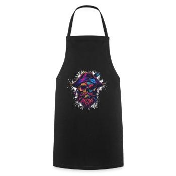 Crâne de pirate - Tablier de cuisine - noir - Devant - AI Model Male 185 dark (185cm)