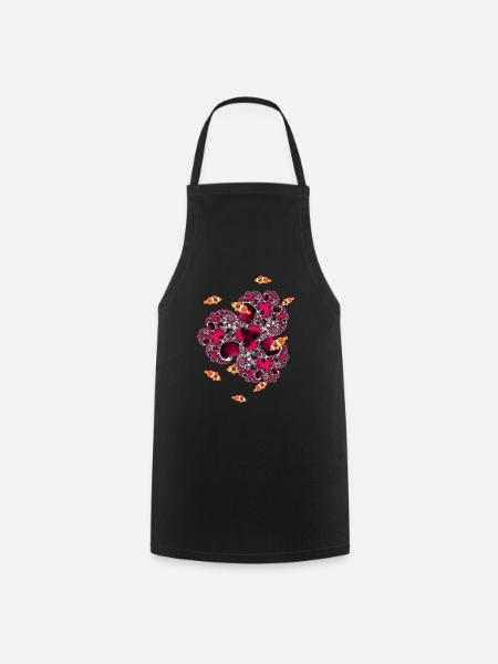 Fractal #15 Coral Clownfish - Cooking Apron - black