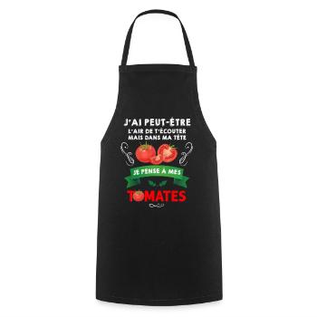 Jardin Tomate Idée Cadeau Humour Jardinage - Tablier de cuisine - noir - Devant - AI Model Male 185 dark (185cm)