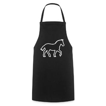 Pferd / Horse - Kontur white - Cooking Apron - black - Front - AI Model Male 185 dark (185cm)