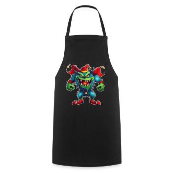 Ugly Christmas Monster with Santa Hat - Cooking Apron - black - Front - AI Model Male 185 dark (185cm)