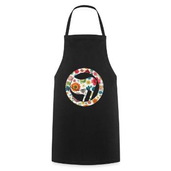 Antifa Blumen Flagge bunt rot - Kochschürze - Schwarz - Vorne - AI Model Male 185 dark (185cm)