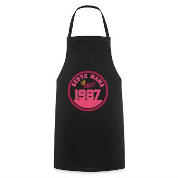 Jahr 1987 - Kochschürze - Schwarz - Vorne - AI Model Male 185 dark (185cm)