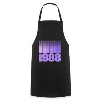 Année 1988 - Tablier de cuisine - noir - Devant - AI Model Male 185 dark (185cm)