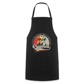 Vintage Cadeau D'anniversaire - Décembre 1969 - Tablier de cuisine - noir - Devant - AI Model Male 185 dark (185cm)