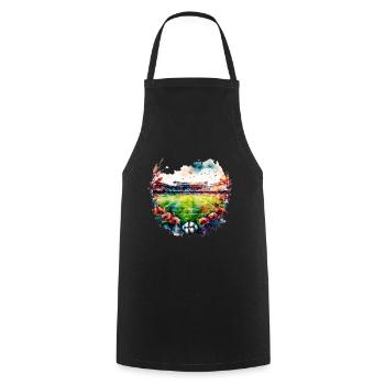 Stade de football vide avec des fleurs Fussball Stadion - Tablier de cuisine - noir - Devant - AI Model Male 185 dark (185cm)