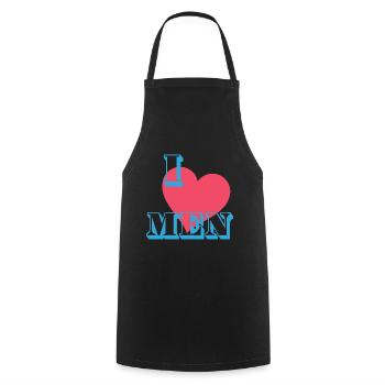 I LOVE MEN! - Kochschürze - Schwarz - Vorne - AI Model Male 185 dark (185cm)