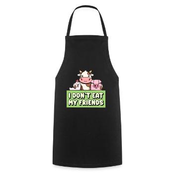 Kuh Schwein Happy Friends Design für Veganer - Kochschürze - Schwarz - Vorne - AI Model Male 185 dark (185cm)