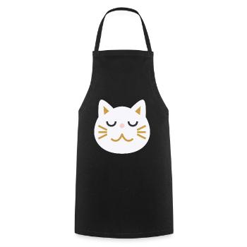 Japanisches Katzengesicht L weiß - Kochschürze - Schwarz - Vorne - AI Model Male 185 dark (185cm)