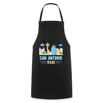 San Antonio colorful skyline design for proud San - Cooking Apron - black - Front - AI Model Male 185 dark (185cm)
