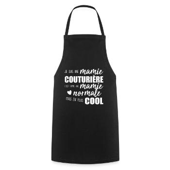 Mamie Couturière Humour Mamie Cadeau - Tablier de cuisine - noir - Devant - AI Model Male 185 dark (185cm)