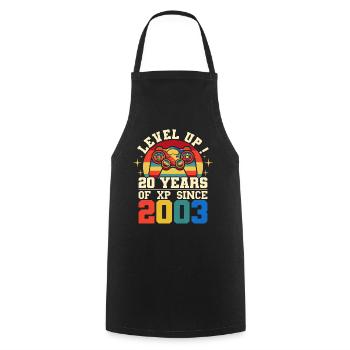 Level 20 2003 Birthday Gamer 20 years - Cooking Apron - black - Front - AI Model Male 185 dark (185cm)