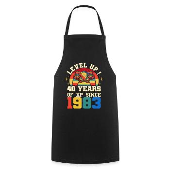 Level 40 1983 Birthday Gamer 40 Jahre - Kochschürze - Schwarz - Vorne - AI Model Male 185 dark (185cm)