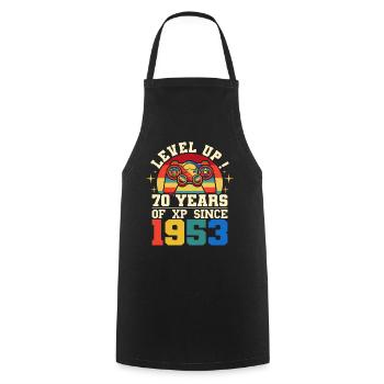 Level 70 1953 Anniversary Gamer 70 Jahre - Kochschürze - Schwarz - Vorne - AI Model Male 185 dark (185cm)