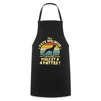 Style Vintage Chien De Compagnie Malinois Humour - Tablier de cuisine - noir - Devant - AI Model Male 185 dark (185cm)