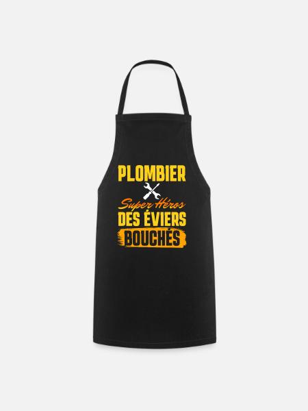 Plombier Super Héros Phrase Humoristique Plombier - Tablier de cuisine - noir