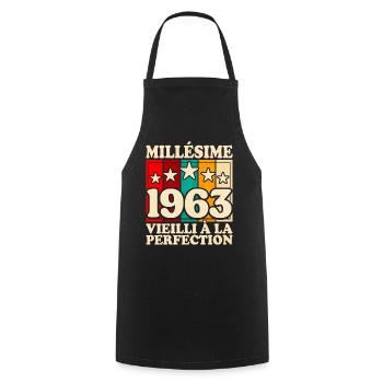 Millésime 1963 Fête 60 Ans Anniversaire - Tablier de cuisine - noir - Devant - AI Model Male 185 dark (185cm)
