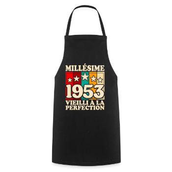 Millésime 1953 Fête 70 Ans Anniversaire - Tablier de cuisine - noir - Devant - AI Model Male 185 dark (185cm)