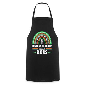 Humour Prof d'Histoire Comme Boss Enseignant - Tablier de cuisine - noir - Devant - AI Model Male 185 dark (185cm)
