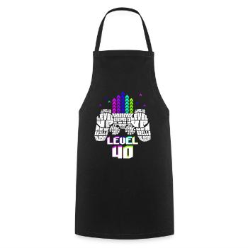 Geek Level 40 Anniversary Gamer 40 Years - Cooking Apron - black - Front - AI Model Male 185 dark (185cm)
