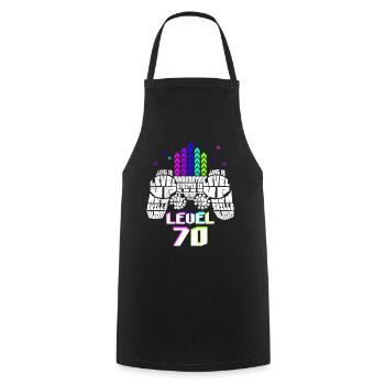 Geek Level 70 Anniversary Gamer 70 Years - Cooking Apron - black - Front - AI Model Male 185 dark (185cm)
