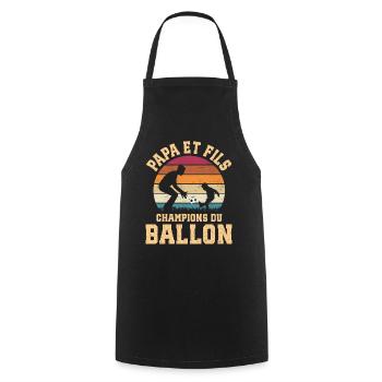 Foot Papa Et Fils Champions Du Ballon - Tablier de cuisine - noir - Devant - AI Model Male 185 dark (185cm)