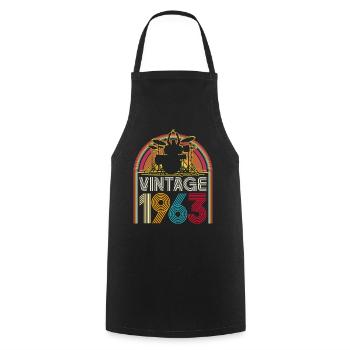 Vintage 1963 Musicien Batteur 60 Ans Anniversaire - Tablier de cuisine - noir - Devant - AI Model Male 185 dark (185cm)