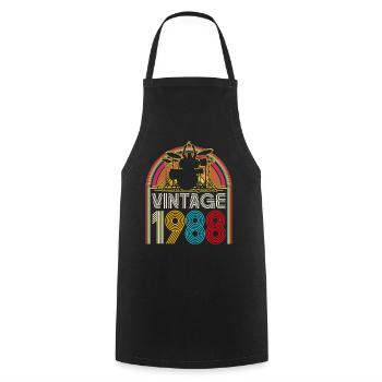 Vintage 1988 musician drummer 35 years anniversary - Cooking Apron - black - Front - AI Model Male 185 dark (185cm)