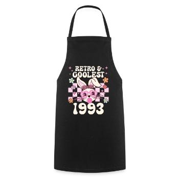 Rétro Cool Fille Née En 1993 30 Ans Anniversaire - Tablier de cuisine - noir - Devant - AI Model Male 185 dark (185cm)