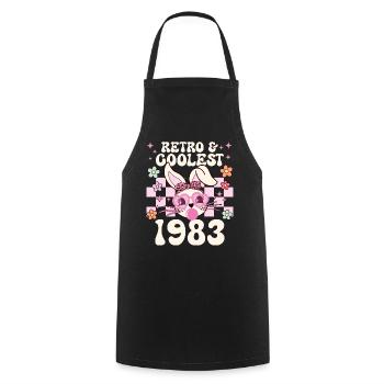 Rétro Cool Fille Née En 1983 40 Ans Anniversaire - Tablier de cuisine - noir - Devant - AI Model Male 185 dark (185cm)