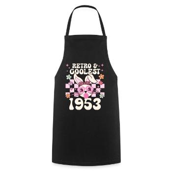 Retro cool girl born in 1953 70 years anniversary - Cooking Apron - black - Front - AI Model Male 185 dark (185cm)