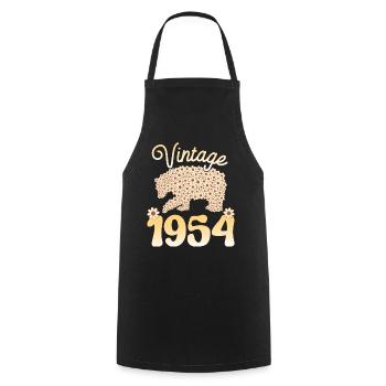 Bear 1954 Birthday Party Woman 70 Years - Cooking Apron - black - Front - AI Model Male 185 dark (185cm)