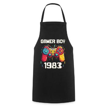 Geek Man Level 40 Geburtstag Gamer 40 Jahre - Kochschürze - Schwarz - Vorne - AI Model Male 185 dark (185cm)