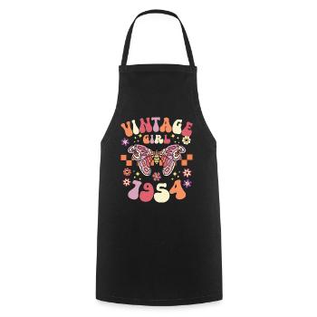 Vintage Year 1954 Birthday Party Woman 70 Years - Cooking Apron - black - Front - AI Model Male 185 dark (185cm)