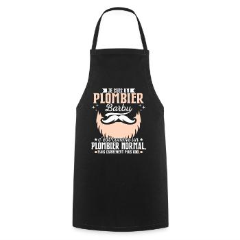 Barbe Humour Plombier Barbu - Tablier de cuisine - noir - Devant - AI Model Male 185 dark (185cm)