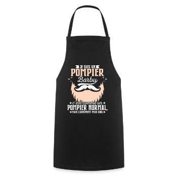 Barbe Humour Pompier Barbu - Tablier de cuisine - noir - Devant - AI Model Male 185 dark (185cm)