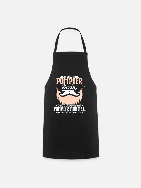 Barbe Humour Pompier Barbu - Tablier de cuisine - noir