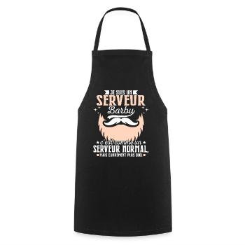 Barbe Humour Serveur Barbu - Tablier de cuisine - noir - Devant - AI Model Male 185 dark (185cm)